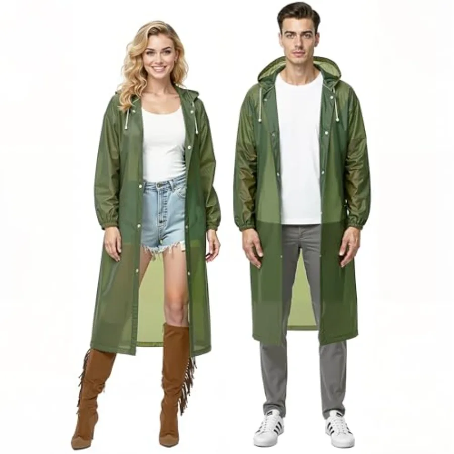 Rain Poncho 2 Pack - Reusable Transparent Raincoat with Drawstring Hood, Packable Waterproof for Adults
Rain Poncho 2 Pack - Reusable Transparent Raincoat with Drawstring Hood, Packable Waterproof for Adults
