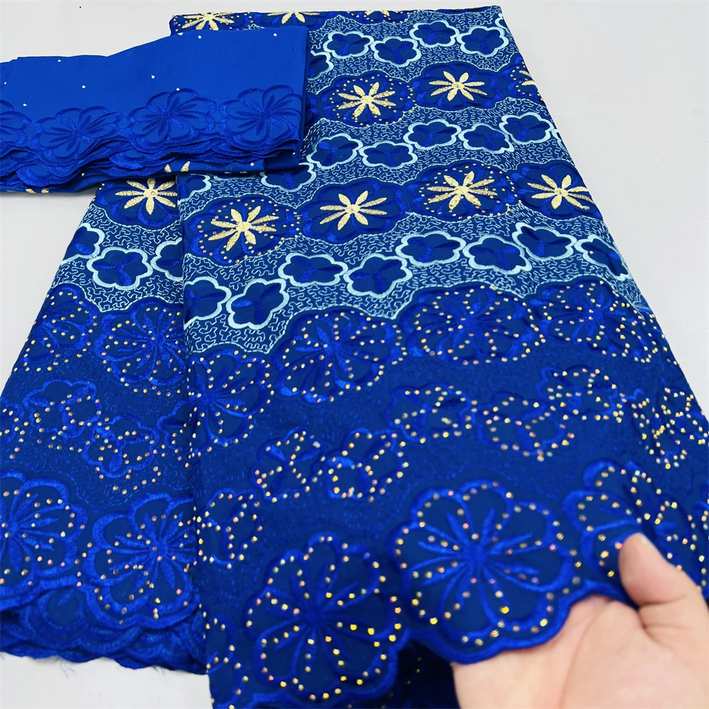 Swiss Voile Lace Fabrics Blue Embroidered Voile 2025 African Lace Fabric 100% Cotton Voile With Rhinestones 5+2 Yards For Dress
Swiss Voile Lace Fabrics Blue Embroidered Voile 2025 African Lace Fabric 100% Cotton Voile With Rhinestones 5+2 Yards For Dress