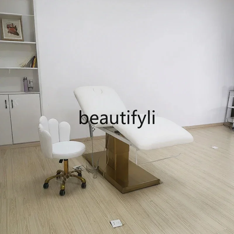 Modern salon bed motor electric gold stainless steel facial spa beauty massage bed 
Modern salon bed motor electric gold stainless steel facial spa beauty massage bed