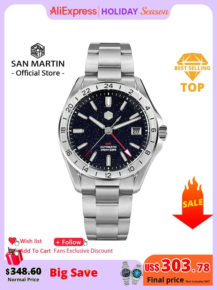 San Martin 39 мм авантюрин с драгоценным камнем циферблат Роскошные мужские часы NH34 GMT Автоматические механические сапфировые водонепроницаемые светящиеся SN0129 
San Martin 39 мм авантюрин с драгоценным камнем циферблат Роскошные мужские часы NH34 GMT Автоматические механические сапфировые водонепроницаемые светящиеся SN0129