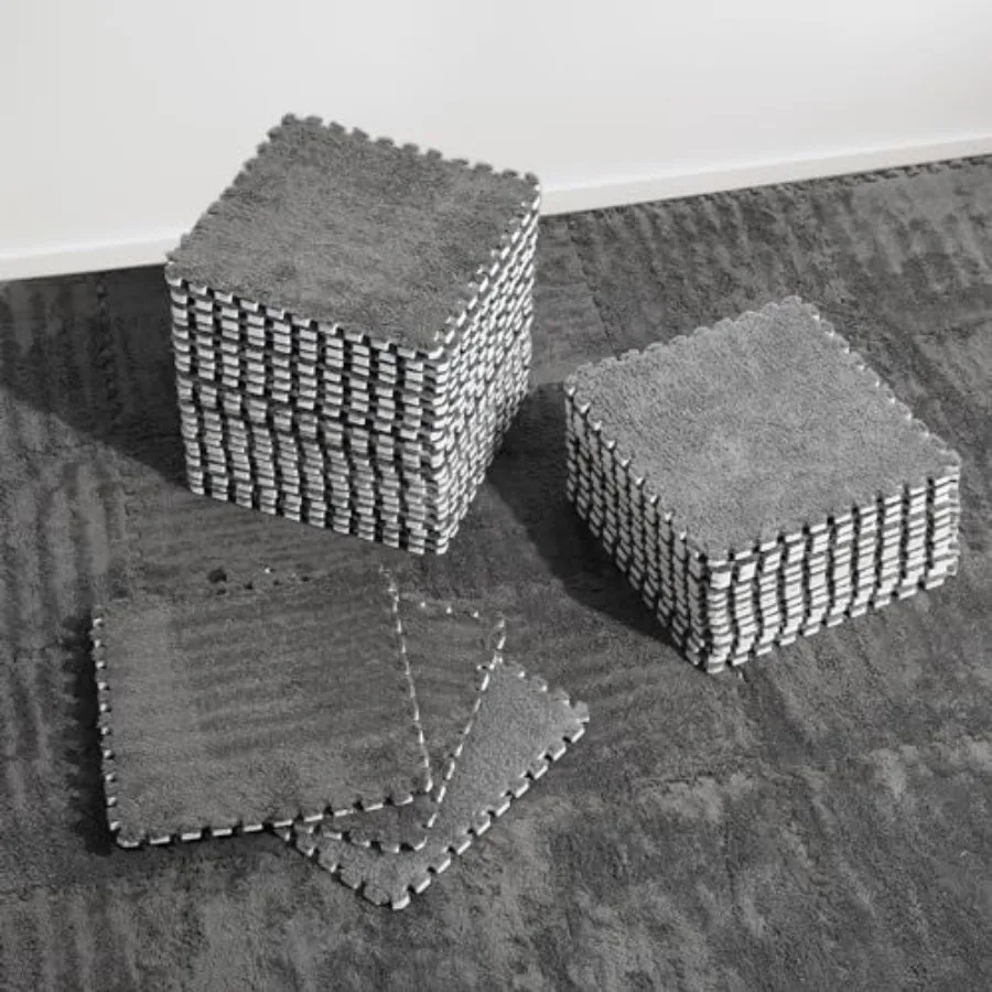 36 Pcs Plush Interlocking Carpet Tiles for Nursery and Playroom, EVA Foam in Grey, Non-Toxic Shaggy Anti-Slip Floor Tiles for T
36 Pcs Plush Interlocking Carpet Tiles for Nursery and Playroom, EVA Foam in Grey, Non-Toxic Shaggy Anti-Slip Floor Tiles for T