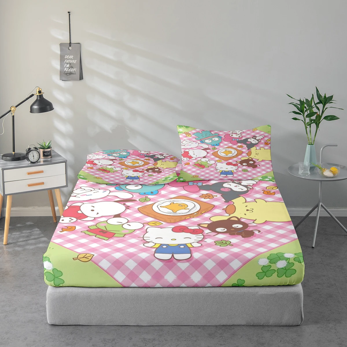 3-Piece High-Definition Digital Print Bed Sheet Set, Large Floral Sanrio Cartoon Pattern Bed Sheet Set, Includes 1 Fitted Sheet + 1/2 Pillowcase, Suitable for Bedroom, Guest Room, Home Decoration, Polyester Fiber Fitted Sheet + Pillowcase, Ultra-Soft Bedd
3-Piece High-Definition Digital Print Bed Sheet Set, Large Floral Sanrio Cartoon Pattern Bed Sheet Set, Includes 1 Fitted Sheet + 1/2 Pillowcase, Suitable for Bedroom, Guest Room, Home Decoration, Polyester Fiber Fitted Sheet + Pillowcase, Ultra-Soft Bedd
