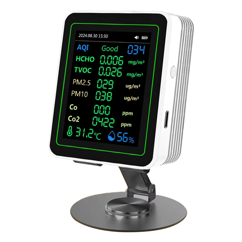 A38Q-12 In 1 Air Quality Tester Temperature/Humidity /Time/CO/CO2/Curve/TVOC/AQI/PM2.5/PM10/Formaldehyde With Bracket
A38Q-12 In 1 Air Quality Tester Temperature/Humidity /Time/CO/CO2/Curve/TVOC/AQI/PM2.5/PM10/Formaldehyde With Bracket