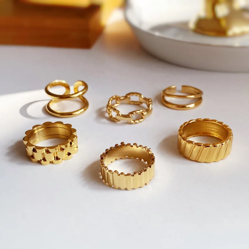 PVD Plated Statement Stainless Steel Gear Shape Geometric Double Layer Ring Waterproof Smooth Metal Handmade Polished Jewelry
PVD Plated Statement Stainless Steel Gear Shape Geometric Double Layer Ring Waterproof Smooth Metal Handmade Polished Jewelry