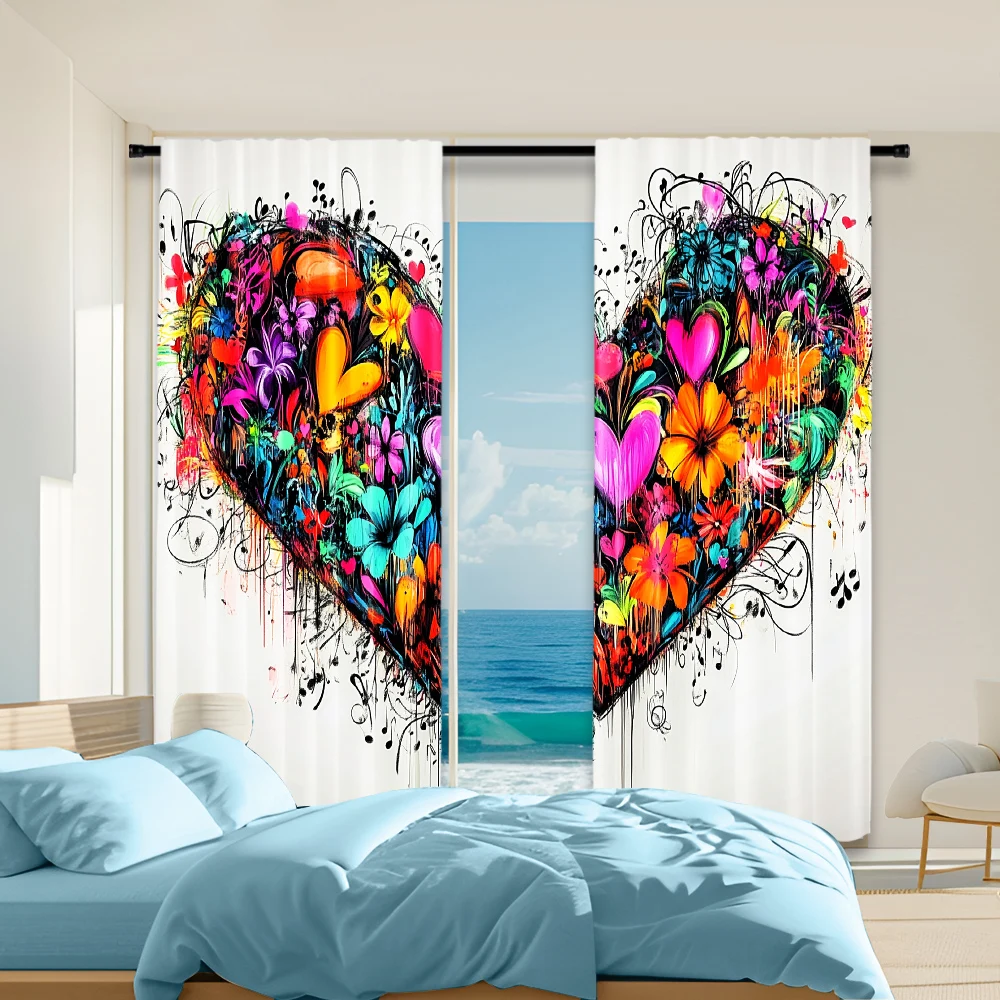 2Pcs Floral And Heart Print Window Curtains Rod Pocket Design For Bedroom Living Room And Study Decor With Elegant Patterns_ai9
2Pcs Floral And Heart Print Window Curtains Rod Pocket Design For Bedroom Living Room And Study Decor With Elegant Patterns_ai9