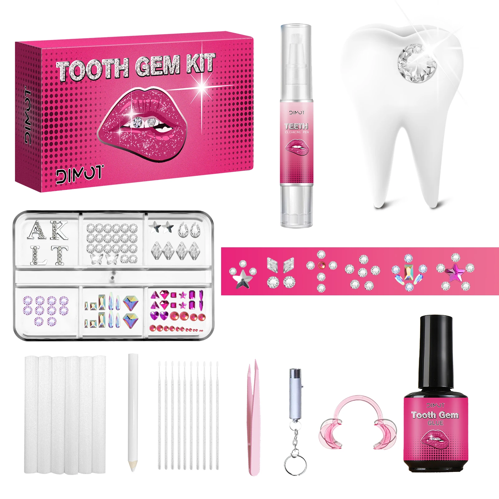DIY Tooth Gem Kit with DIY Crystals Glue & Light Starter Set for Face Body Temporary Shiny Teeth Jewelry Crystal Accessories
DIY Tooth Gem Kit with DIY Crystals Glue & Light Starter Set for Face Body Temporary Shiny Teeth Jewelry Crystal Accessories