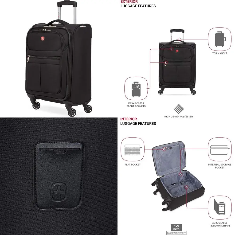 Softside Spinner Luggage, Black, 18-Inch Carry-On
Softside Spinner Luggage, Black, 18-Inch Carry-On