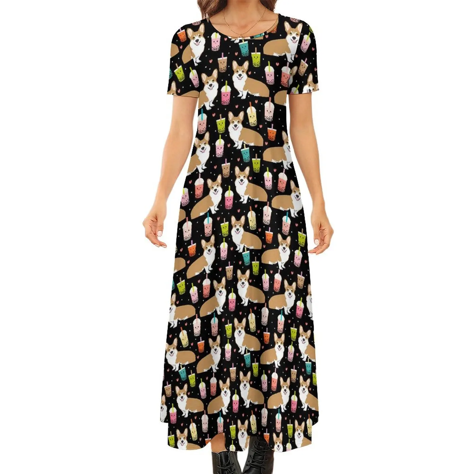 Corgi Bubble Dress Kawaii Dog Print Retro Maxi Dress Short Sleeve Street Style Boho Beach Long Dresses Womens Big Size Vestidos
Corgi Bubble Dress Kawaii Dog Print Retro Maxi Dress Short Sleeve Street Style Boho Beach Long Dresses Womens Big Size Vestidos