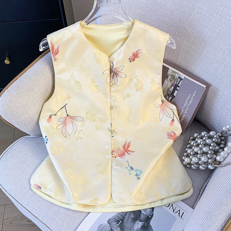 New Chinese Style Hanfu Embroidered Satin Surface Heavy Work Improved Vest Top Women's Fashion Traditional Costume Stage Costume
New Chinese Style Hanfu Embroidered Satin Surface Heavy Work Improved Vest Top Women's Fashion Traditional Costume Stage Costume