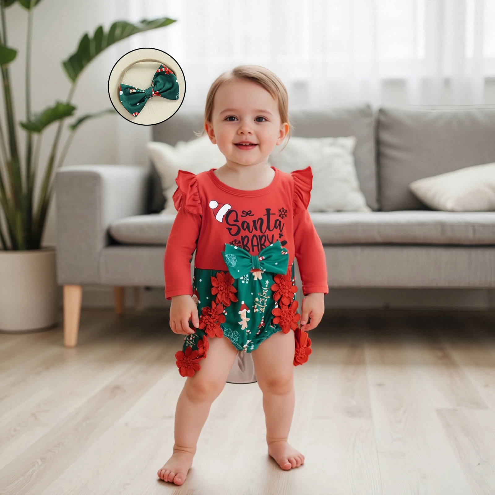 Baby Girl Christmas Outfit 3D Poinsettia Letter Candy Cane Print Ruffle Long Sleeve Romper Dress Bow Headband Set
Baby Girl Christmas Outfit 3D Poinsettia Letter Candy Cane Print Ruffle Long Sleeve Romper Dress Bow Headband Set