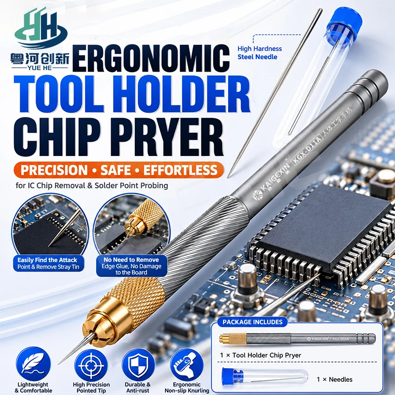 KAIGEXIN KGX-D55A Ergonomic Chip Pryer No Soldering Explosion Lightweight Phone Repair Tool With Extra Needles
KAIGEXIN KGX-D55A Ergonomic Chip Pryer No Soldering Explosion Lightweight Phone Repair Tool With Extra Needles