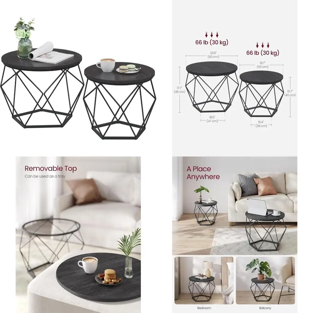Round Coffee Table Set of 2 with Steel Frame for Living Room, Bedroom, Office, and Outdoor Use
Round Coffee Table Set of 2 with Steel Frame for Living Room, Bedroom, Office, and Outdoor Use