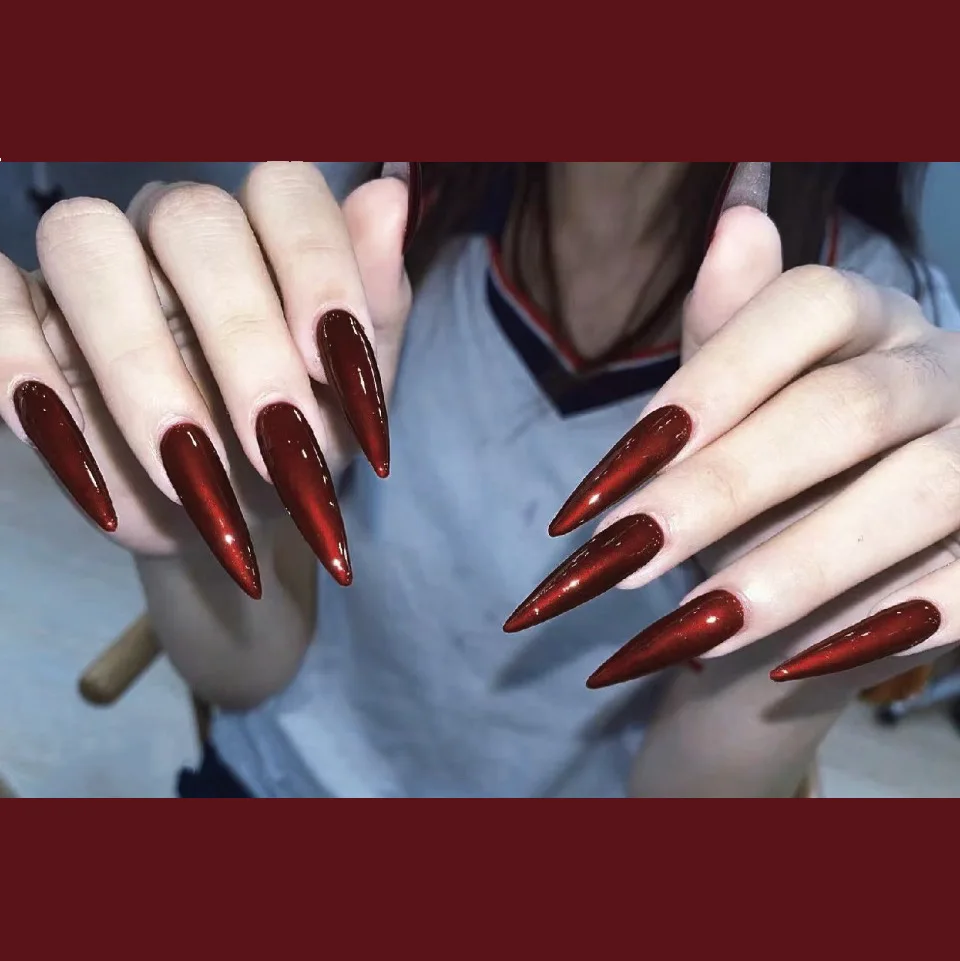 24pcs Super Long Stiletto Fake Y2K Nails Press On Vintage Wine Red False Nails With Designs Full Cover Fashion Almond Nail Tips
24pcs Super Long Stiletto Fake Y2K Nails Press On Vintage Wine Red False Nails With Designs Full Cover Fashion Almond Nail Tips