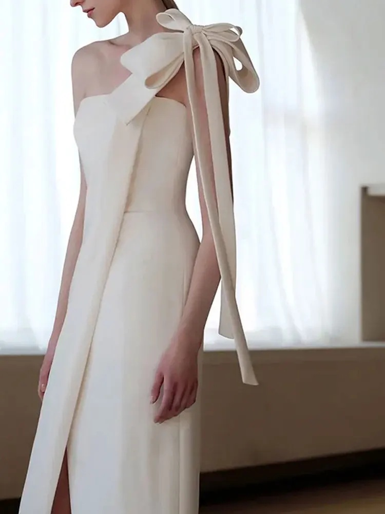 Slit Princess Bow Light type Party Dress Sexy One-shoulder Formal Dress Luxury Wedding Gowns 2024 Evening Dress
Slit Princess Bow Light type Party Dress Sexy One-shoulder Formal Dress Luxury Wedding Gowns 2024 Evening Dress