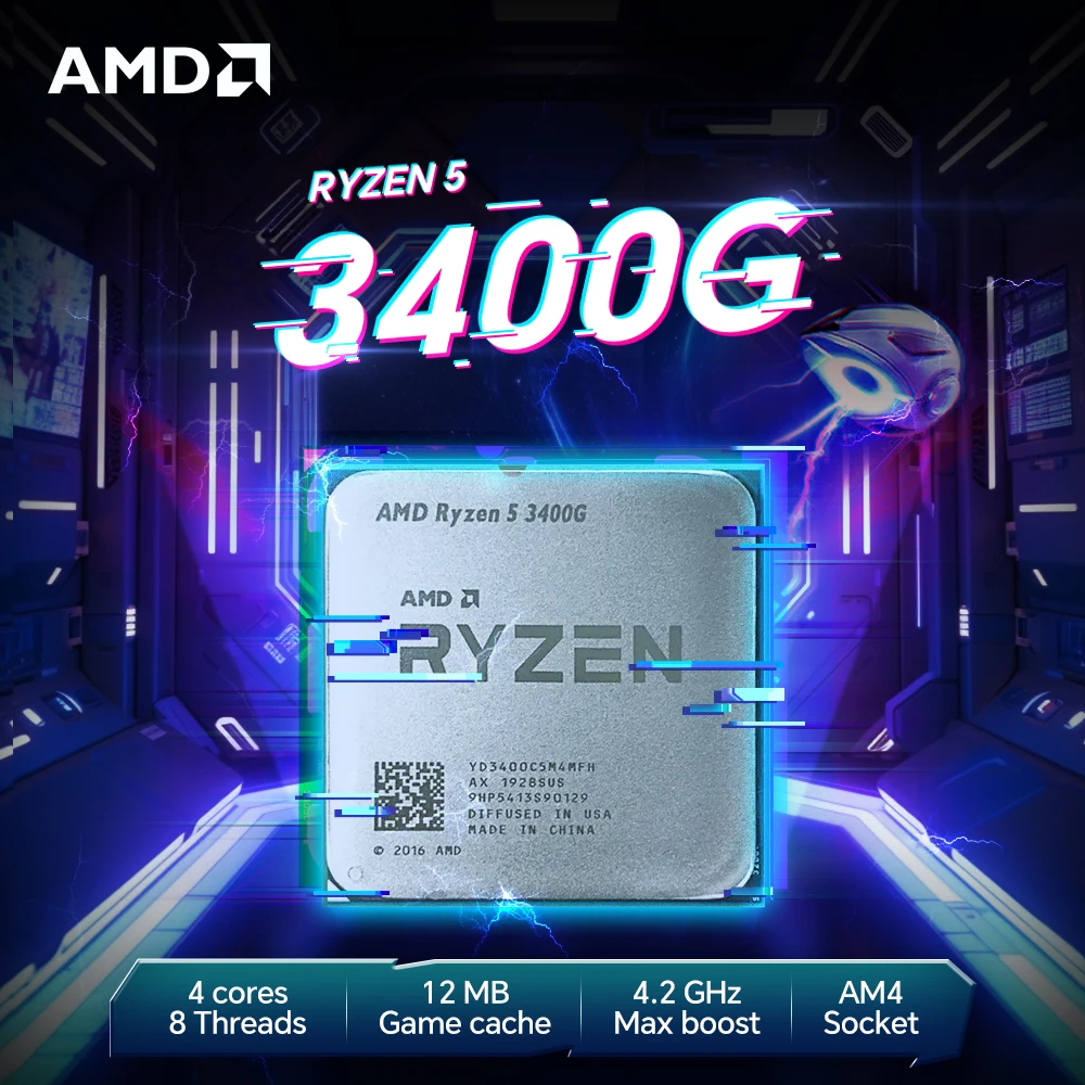 AMD Ryzen 5 3400G 65W 3.7GHz Gaming Processor 12NM L3=4M 4-Core 8-Thread R5 3400G DDR4 Socket AM4 but without fan
AMD Ryzen 5 3400G 65W 3.7GHz Gaming Processor 12NM L3=4M 4-Core 8-Thread R5 3400G DDR4 Socket AM4 but without fan