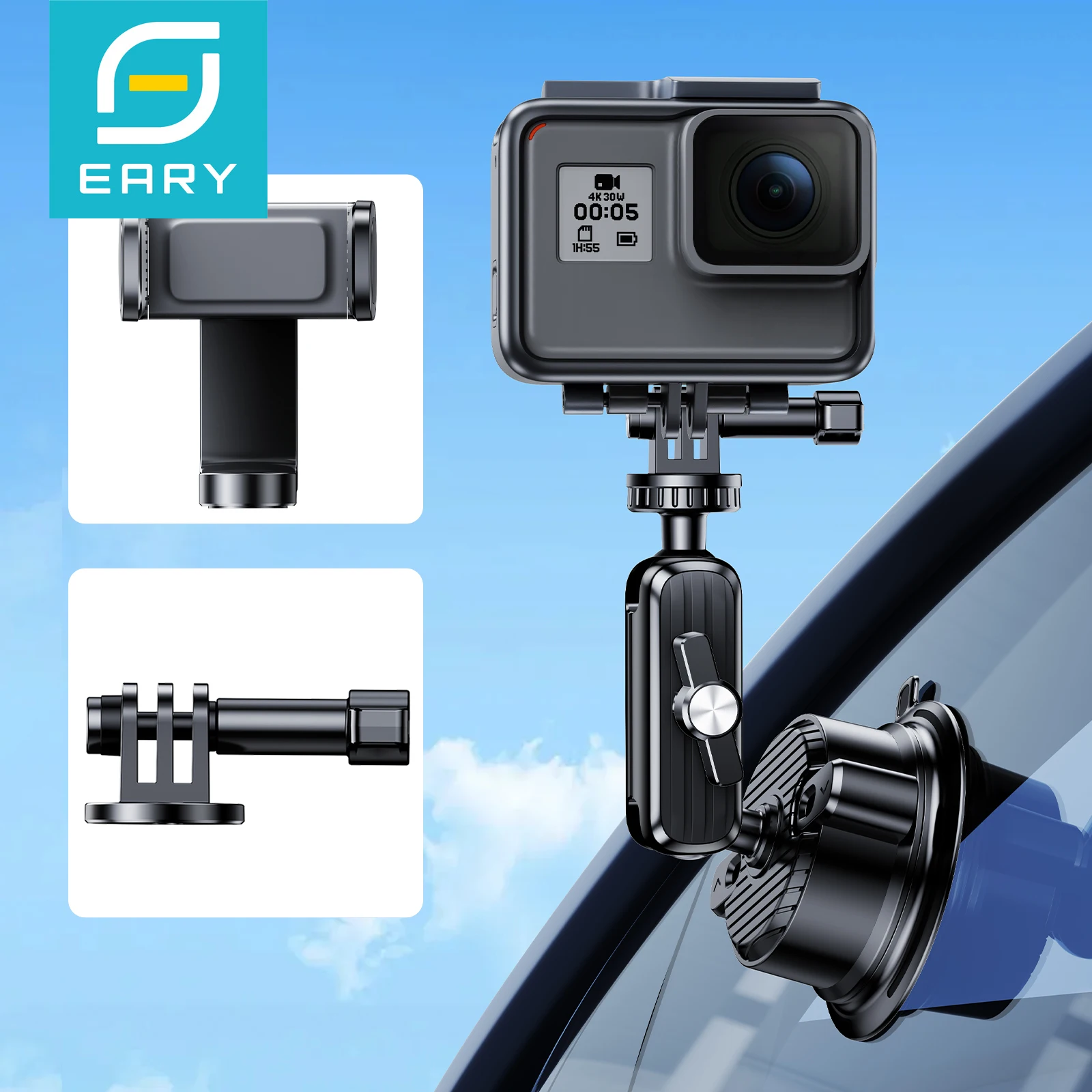 Eary Car Phone Holder Action Camera Stand Suction Cup Multifunctional Car Accessories With 360° Rotatable For Video Recording
Eary Car Phone Holder Action Camera Stand Suction Cup Multifunctional Car Accessories With 360° Rotatable For Video Recording
