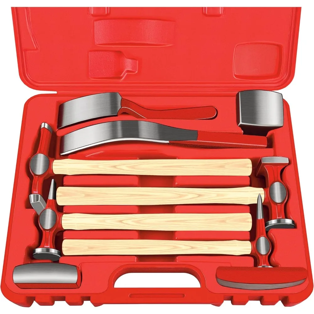 Nine Piece Heavy Duty Auto Body Hammer and Dolly Set with Carrying Case and Hickory Handles for Fender Repair
Nine Piece Heavy Duty Auto Body Hammer and Dolly Set with Carrying Case and Hickory Handles for Fender Repair