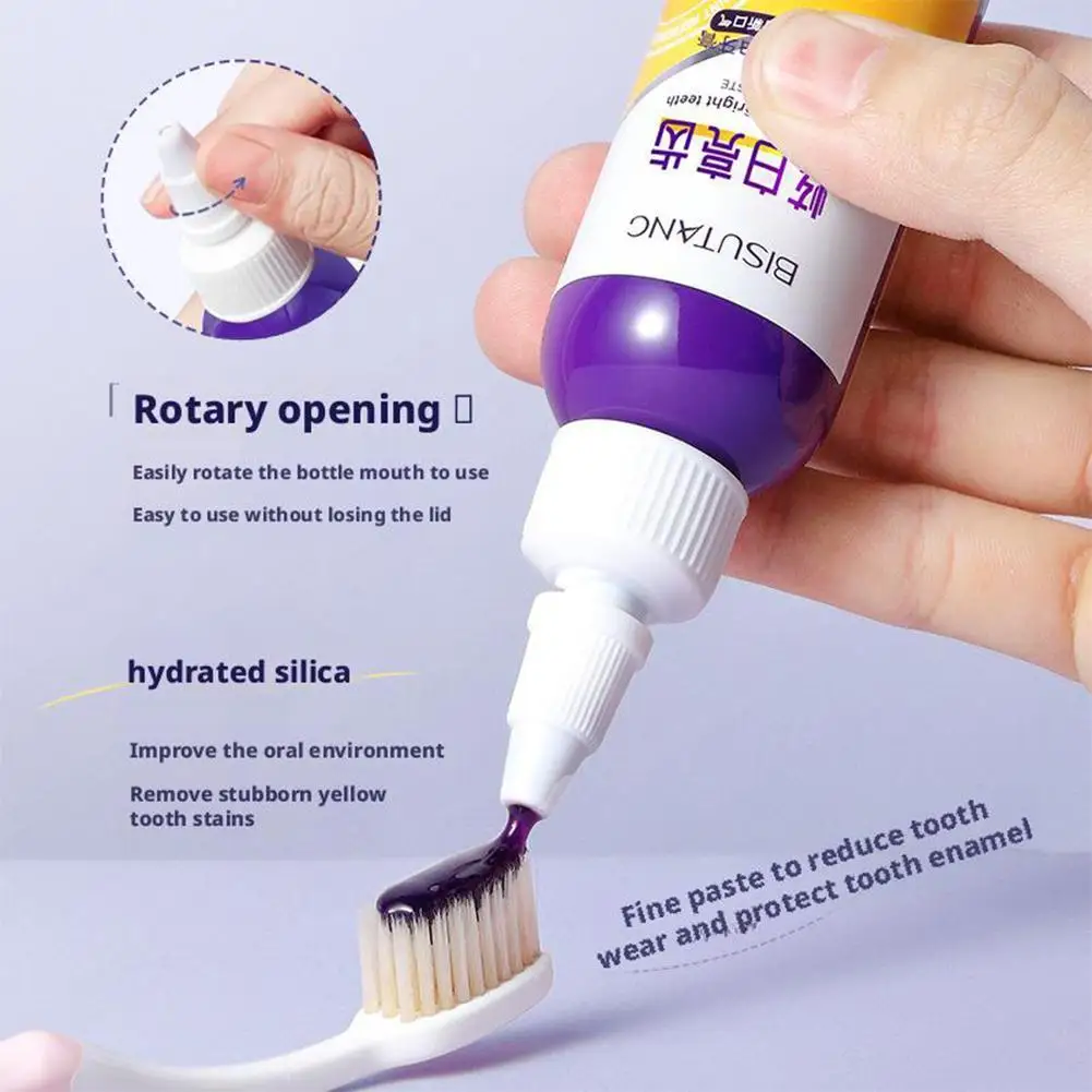 50 г фиолетовая отбеливающая зубная паста, осветляющая защита зубов, десен, долговечная, свежее дыхание, формула без фторидов, ежедневный уход за полостью рта
50 г фиолетовая отбеливающая зубная паста, осветляющая защита зубов, десен, долговечная, свежее дыхание, формула без фторидов, ежедневный уход за полостью рта