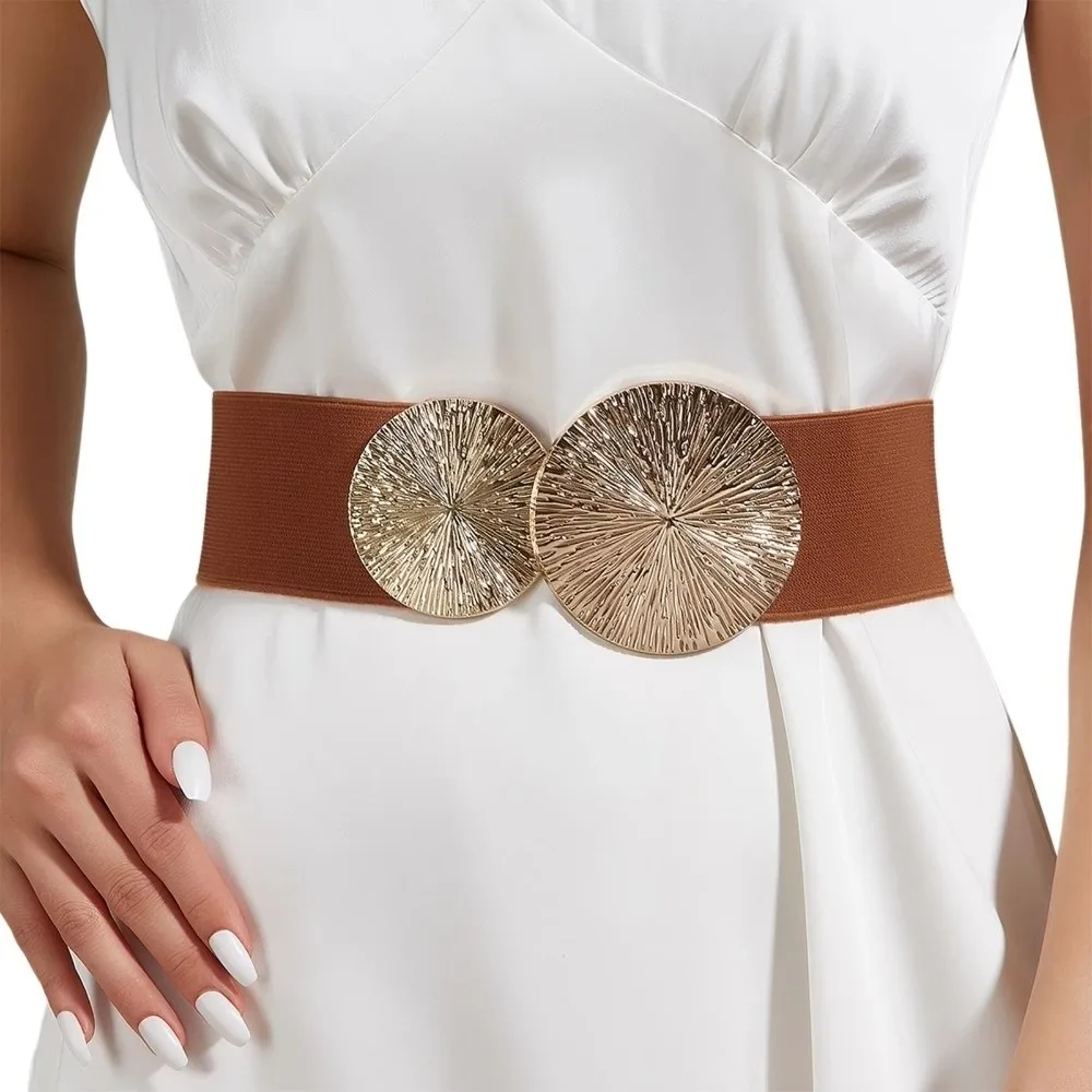 Solid Color Women Waist Belt Slimming Coat/Dress Accessories Wide Elastic Belt Waistband Chunky-Gold Discs Round Belts
Solid Color Women Waist Belt Slimming Coat/Dress Accessories Wide Elastic Belt Waistband Chunky-Gold Discs Round Belts
