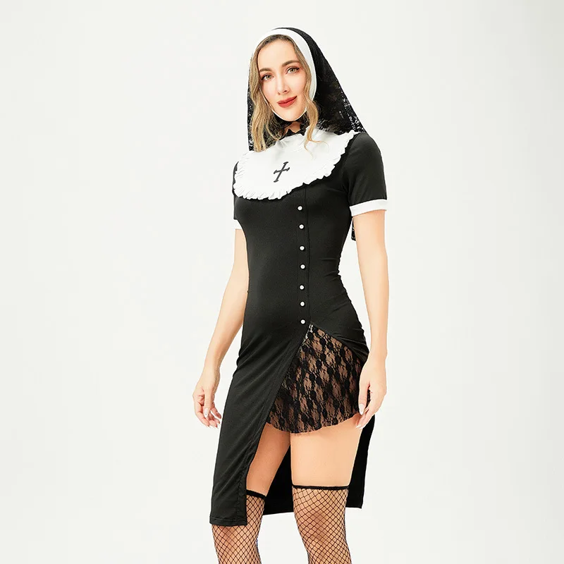 Halloween Plus Size Costume Vampire Cosplay Sexy Cross Nun Uniform Temptation Dress Performance 2-Piece Set 
Halloween Plus Size Costume Vampire Cosplay Sexy Cross Nun Uniform Temptation Dress Performance 2-Piece Set