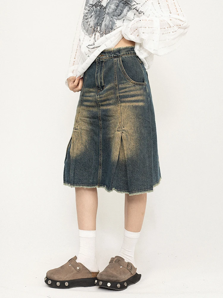OCTTFLAB American Retro Waed Denim Skirt Mid-Length A-Line Skirt Slit Sweet Cool Spring Summer Cotton Blend Skirt
OCTTFLAB American Retro Waed Denim Skirt Mid-Length A-Line Skirt Slit Sweet Cool Spring Summer Cotton Blend Skirt