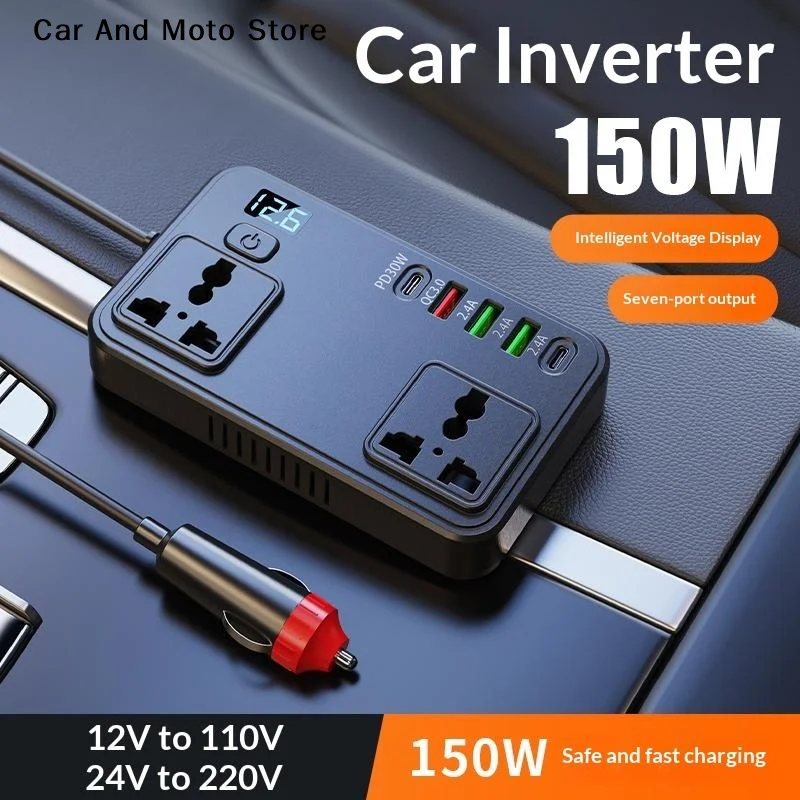 【CMO】150W Cigar Adapter Inverter Car Power Adapter Converter DC 12V 24V To 220V PD Type-C QC 3.0 USB Chargers AC Socket
【CMO】150W Cigar Adapter Inverter Car Power Adapter Converter DC 12V 24V To 220V PD Type-C QC 3.0 USB Chargers AC Socket