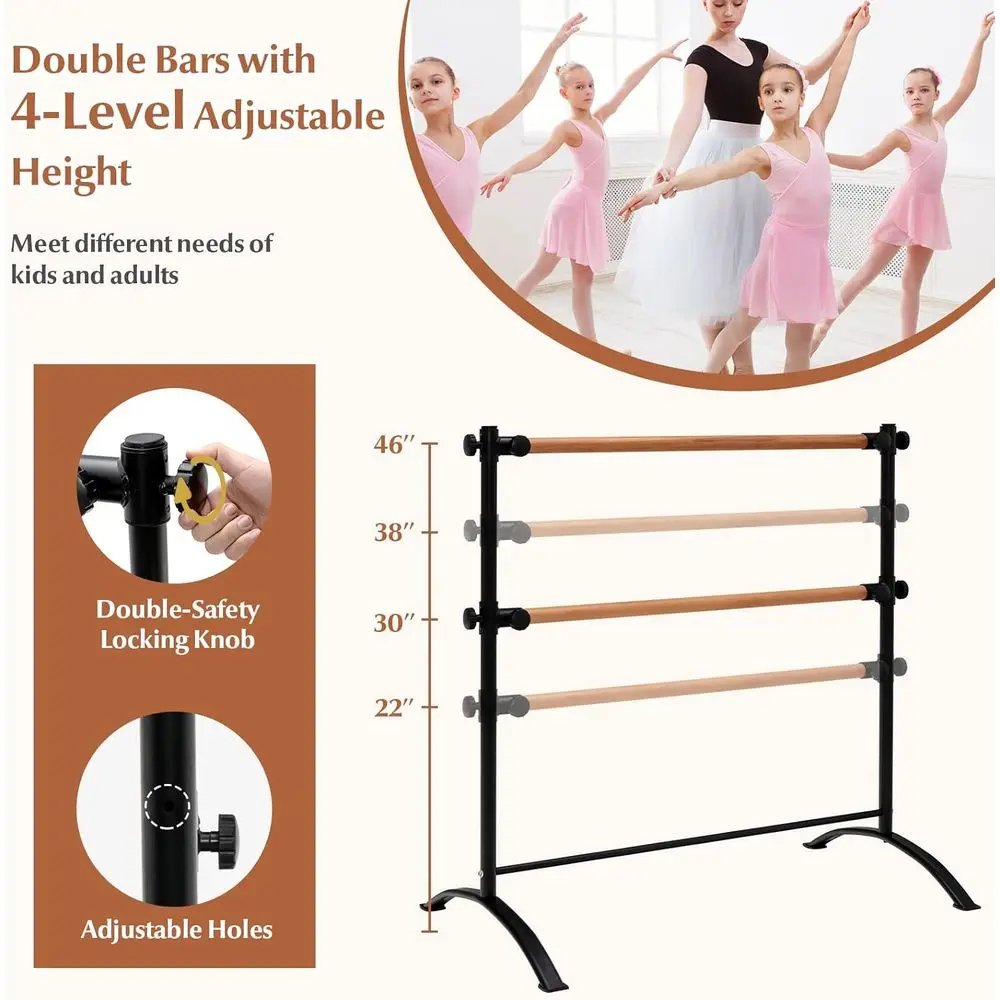 Portable Adjustable Ballet Barre, 46 Tall, Double Bar for Dance, Stretching, Home Gym, Suitable for All Ages
Portable Adjustable Ballet Barre, 46 Tall, Double Bar for Dance, Stretching, Home Gym, Suitable for All Ages