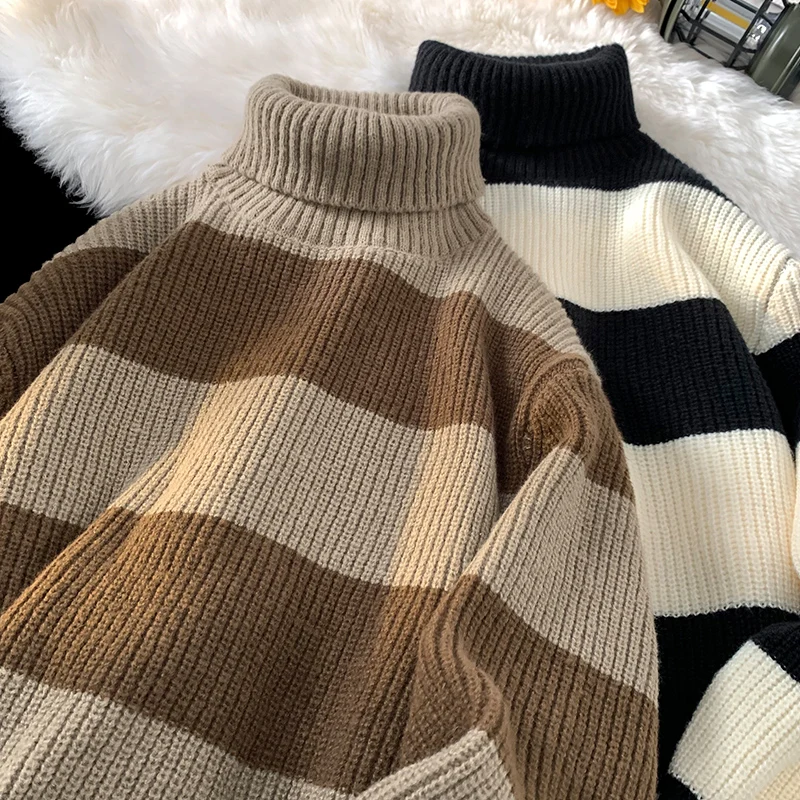 Men's Winter Knitwear Loose High Collar Striped Sweater Boting Jaet Casual Loose Fit High Ne Sweater Trendy Brand
Men's Winter Knitwear Loose High Collar Striped Sweater Boting Jaet Casual Loose Fit High Ne Sweater Trendy Brand