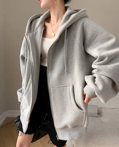 Ladies' cardigan Sweatshirt with a High-end European Style Spring and Autumn Loose Casual Hooded Zipper Sweatshirt Jacket
Ladies' cardigan Sweatshirt with a High-end European Style Spring and Autumn Loose Casual Hooded Zipper Sweatshirt Jacket