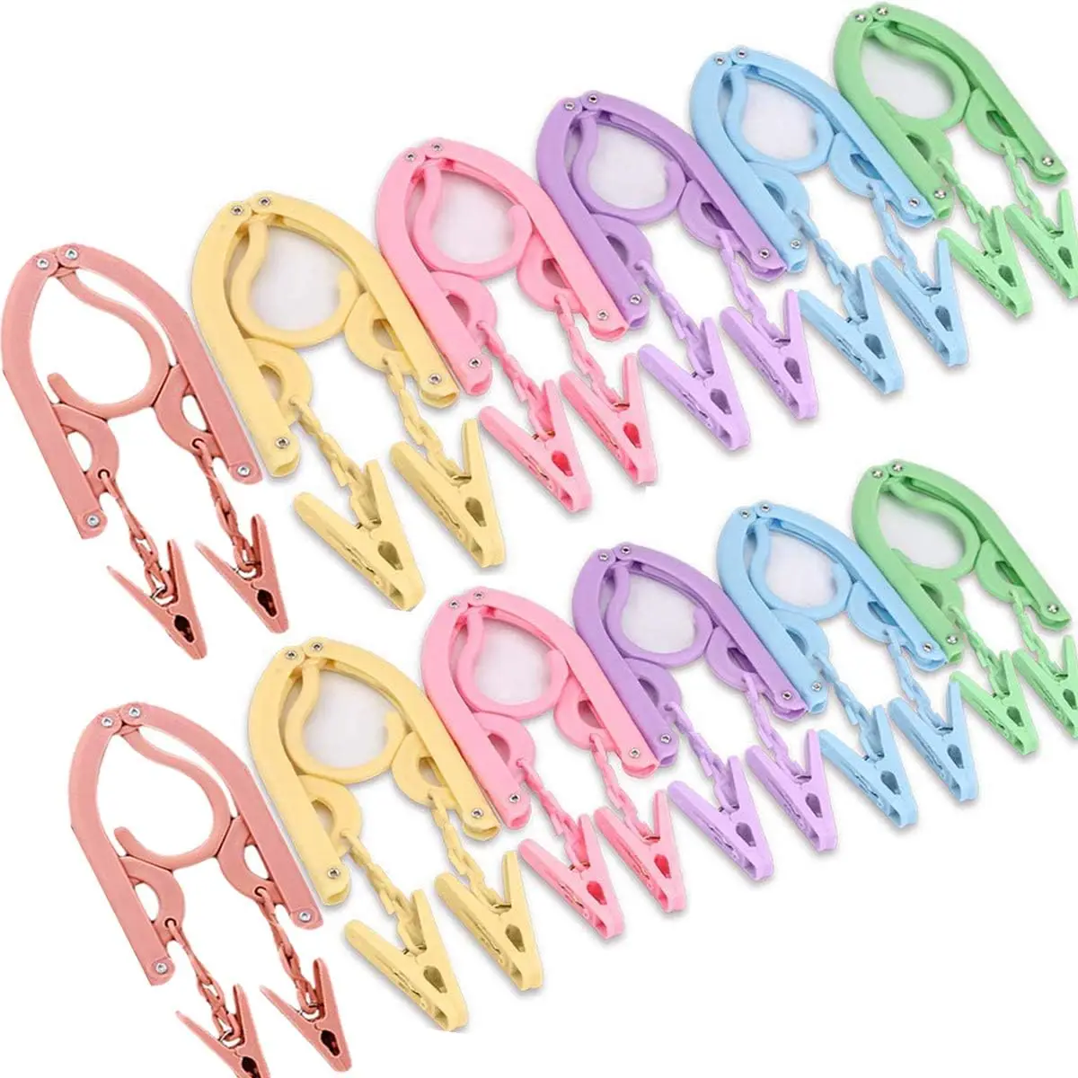 12 Pack Foldable Travel Hangers with 24 Clips, Portable for Clothes, Scarves, Suits, Pants, Shirts, Socks, Underwear
12 Pack Foldable Travel Hangers with 24 Clips, Portable for Clothes, Scarves, Suits, Pants, Shirts, Socks, Underwear