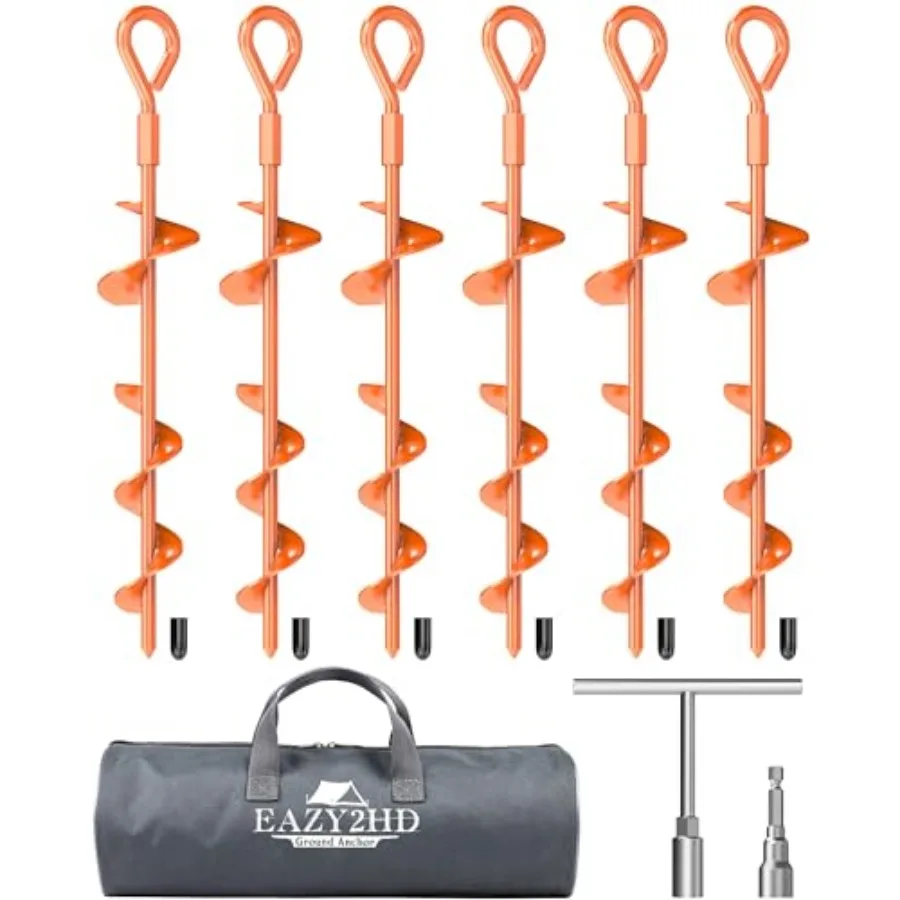 6 Pack Tent Stakes Heavy Duty 15 Inch Ground Anchors Screw in Metal High Winds Trampoline Stake with Nut and Tool Spiral Anchor
6 Pack Tent Stakes Heavy Duty 15 Inch Ground Anchors Screw in Metal High Winds Trampoline Stake with Nut and Tool Spiral Anchor