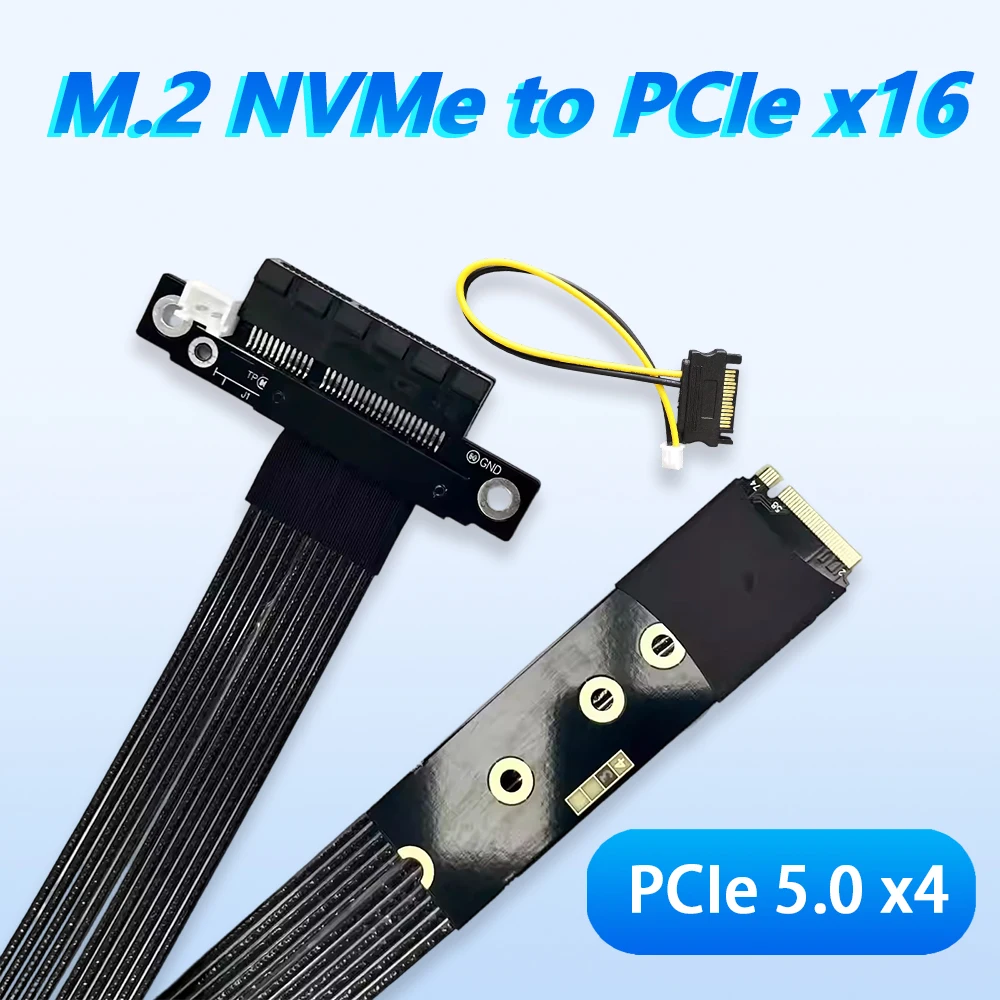 Удлинительный кабель M.2 NVMe To PCIe X4 PCIe 5.0 X4 Gen5 128G/bps Высокоскоростной гибкий плоский кабель без потерь для карт захвата SSD LAN 
Удлинительный кабель M.2 NVMe To PCIe X4 PCIe 5.0 X4 Gen5 128G/bps Высокоскоростной гибкий плоский кабель без потерь для карт захвата SSD LAN