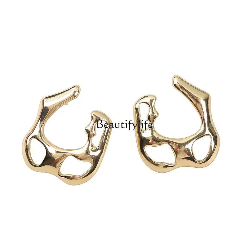 Lava ear buckle light luxury liquid shape irregular geometric hollow stud earrings
Lava ear buckle light luxury liquid shape irregular geometric hollow stud earrings
