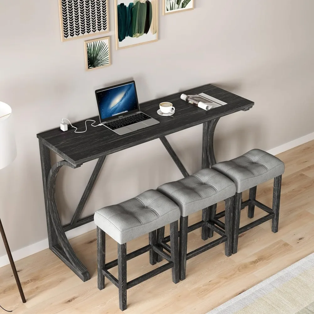 Bar Table and Chairs Set,4 Piece Console Table with Power Outlet, Counter Height Bar Table Set with 3 Padded, Customized
Bar Table and Chairs Set,4 Piece Console Table with Power Outlet, Counter Height Bar Table Set with 3 Padded, Customized