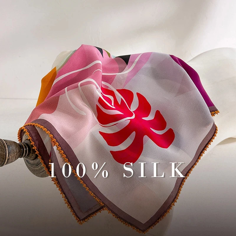 100% Silk Square Scarf for Women Abstract Floral Geometric Print Silk Bandana with Lace Trim Neckerchief Summer Accessories
100% Silk Square Scarf for Women Abstract Floral Geometric Print Silk Bandana with Lace Trim Neckerchief Summer Accessories
