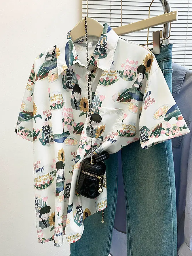 American cartoon short-sleeved shirt summer loose retro Hong Kong style large size fat girl shirt thin jacket women clothing y2k
American cartoon short-sleeved shirt summer loose retro Hong Kong style large size fat girl shirt thin jacket women clothing y2k
