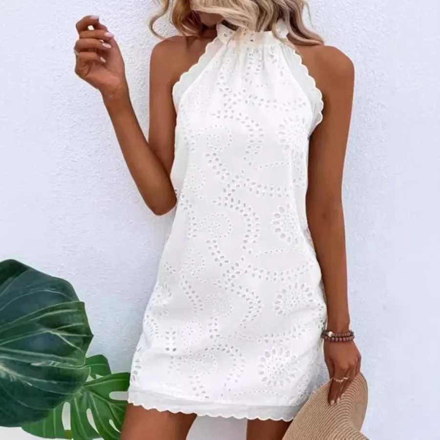 【New style】 Europe and America - summer fashion round collar embroidery craft loose casual dress vacation seaside dress
【New style】 Europe and America - summer fashion round collar embroidery craft loose casual dress vacation seaside dress