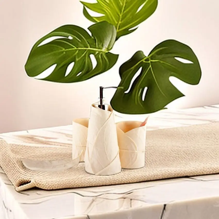 DecoTalk Nordic Style Bathroom Set Sandstone 4-piece Set Leaf-shaped Bathroom Decoration Set Solid Colors Bathroom Supply Kits
DecoTalk Nordic Style Bathroom Set Sandstone 4-piece Set Leaf-shaped Bathroom Decoration Set Solid Colors Bathroom Supply Kits