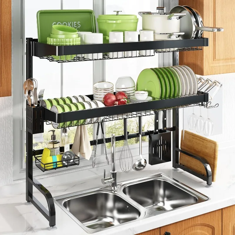 Over Sink Dish Drying Rack, Large 3 Tier 304 Stainless Steel Dish Drainer Organizer for Kitchen Shelf
Over Sink Dish Drying Rack, Large 3 Tier 304 Stainless Steel Dish Drainer Organizer for Kitchen Shelf