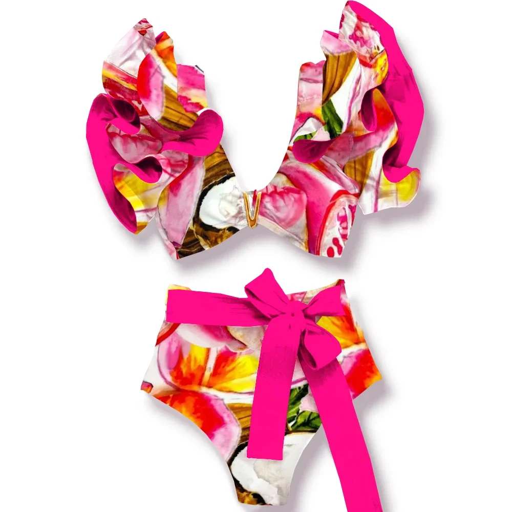 Sporlike V-Neck High Waist Bikini Sets Shoulder Ruffled Sexy Printed Swimsuit Two Pieces Swimwear Women 2025 Bathing Suits
Sporlike V-Neck High Waist Bikini Sets Shoulder Ruffled Sexy Printed Swimsuit Two Pieces Swimwear Women 2025 Bathing Suits