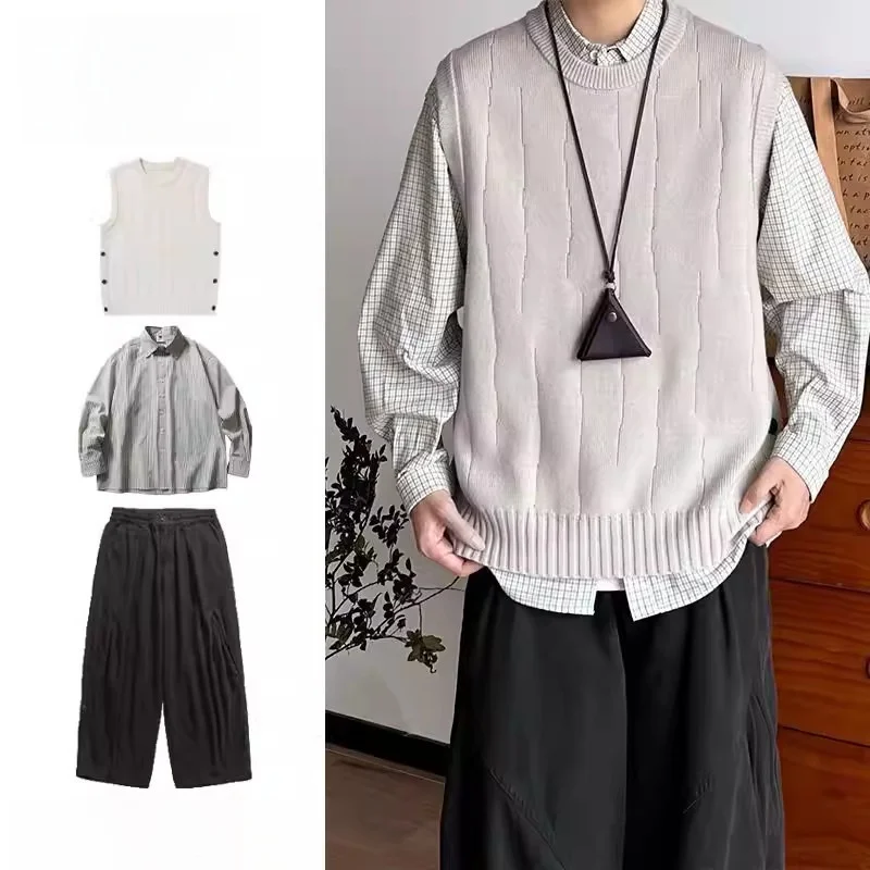 Neutral Sle Sweater Vest Set of Tee Single Piece Retro Japanese Simple Design Student Autumn Winter Long Sve Polyester...
Neutral Sle Sweater Vest Set of Tee Single Piece Retro Japanese Simple Design Student Autumn Winter Long Sve Polyester...