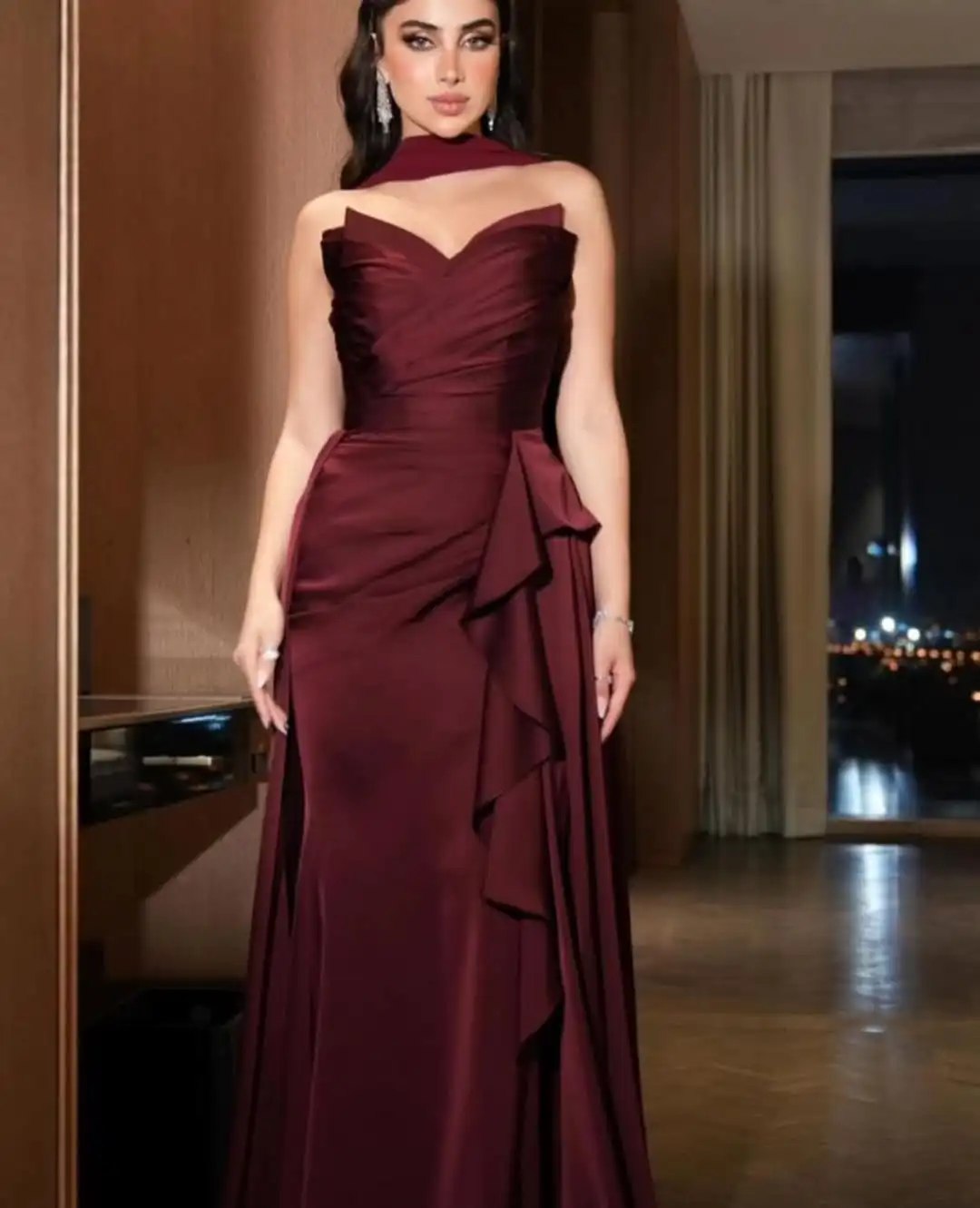 Customized Graceful Mermaid Sweetheart Ribbons Evening Dresses Temperament Satin Burgundy Vestido De Festa Vestido De Noche
Customized Graceful Mermaid Sweetheart Ribbons Evening Dresses Temperament Satin Burgundy Vestido De Festa Vestido De Noche