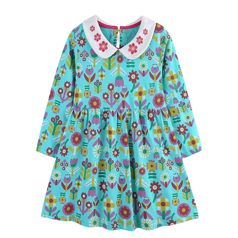 Collar Floral Long Sleeve Girls Dresses Party Cotton Autumn Spring Fashion Children's Clothes Party Frocks
Collar Floral Long Sleeve Girls Dresses Party Cotton Autumn Spring Fashion Children's Clothes Party Frocks