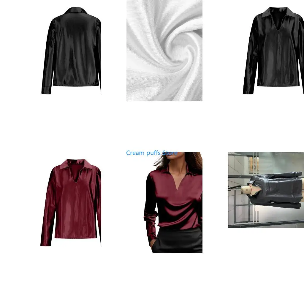 50LE Casual Modern Women's Shirt with V Neck Design Ruched Detail Long Sleeve Satins Collar Comfortable Top
50LE Casual Modern Women's Shirt with V Neck Design Ruched Detail Long Sleeve Satins Collar Comfortable Top
