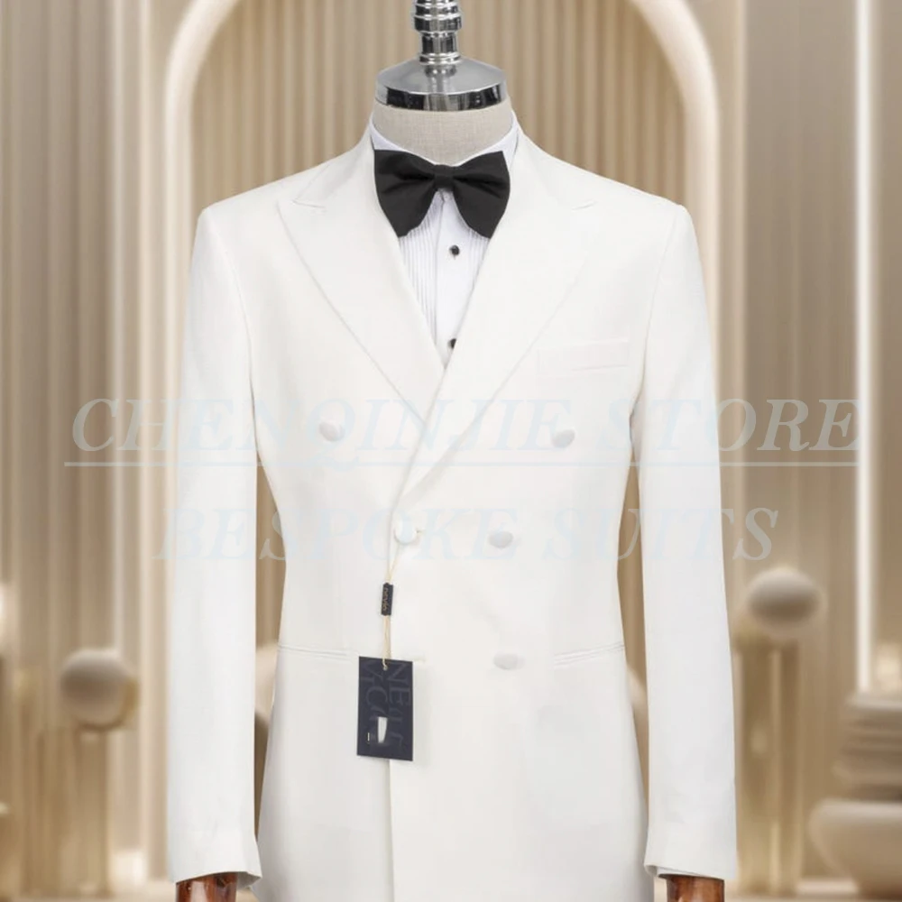 Gentlemen White Men's Suits for Wedding Elegant Double Breasted Peak Lapel Slim Fit 2 Piece Jacket Pants Sets Customzied Outfits
Gentlemen White Men's Suits for Wedding Elegant Double Breasted Peak Lapel Slim Fit 2 Piece Jacket Pants Sets Customzied Outfits