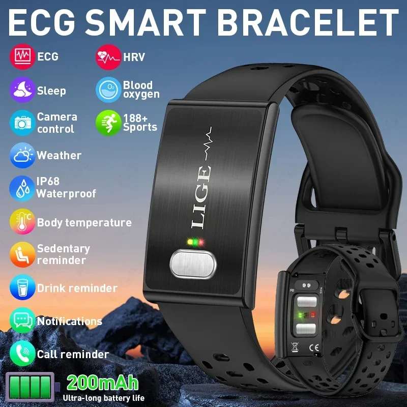 LIGE New NO Screen Smart Watch ECG Smart Bracelet Heart Rate Blood Pressure Waterproof Long Battery Life Fitness Sport Wristband
LIGE New NO Screen Smart Watch ECG Smart Bracelet Heart Rate Blood Pressure Waterproof Long Battery Life Fitness Sport Wristband