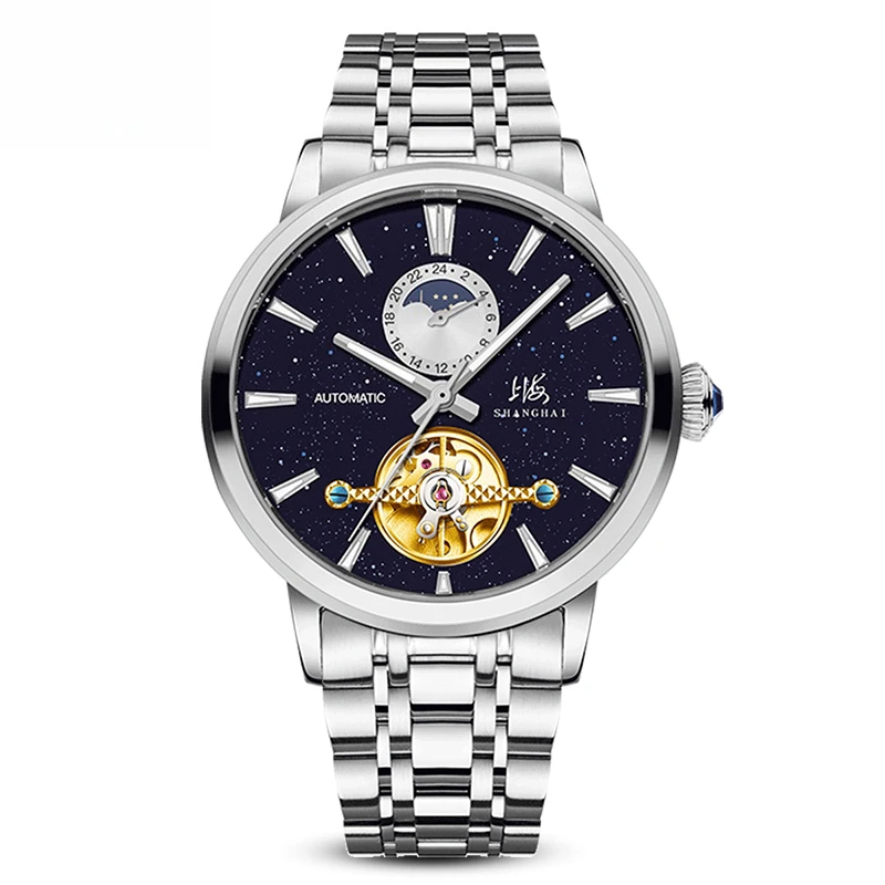 Shanghai Watch Men's National Series Exposed Pendulum Sand Gold Stone Steel Belt Mechanical Watch 6009
Shanghai Watch Men's National Series Exposed Pendulum Sand Gold Stone Steel Belt Mechanical Watch 6009