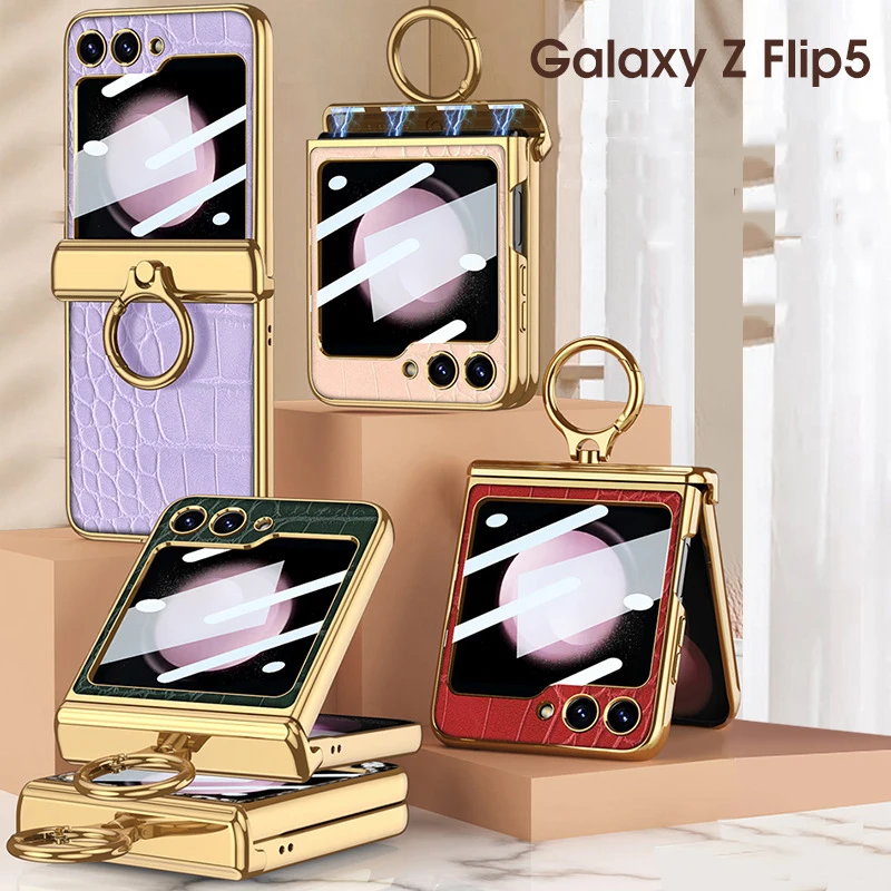 Чехол для Samsung Galaxy Z Flip5 Z Flip4 Z Flip3, твердый кожаный чехол с покрытием под Аллигатор, с кольцом
Чехол для Samsung Galaxy Z Flip5 Z Flip4 Z Flip3, твердый кожаный чехол с покрытием под Аллигатор, с кольцом