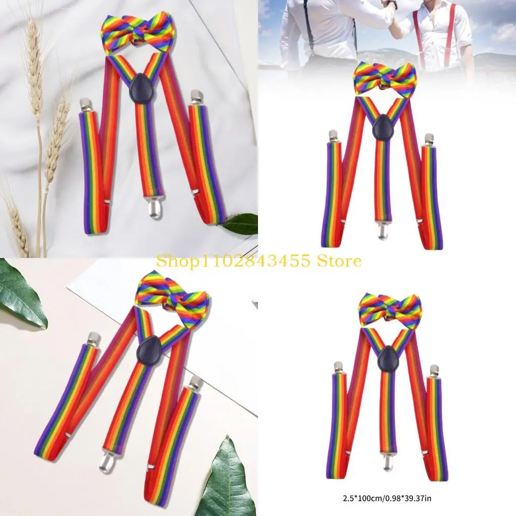 49MC Rainbow Brace and Bowtie Set Costume Suspenders For Children Adult Theme Party Dance Competition Dressingup Accessory
49MC Rainbow Brace and Bowtie Set Costume Suspenders For Children Adult Theme Party Dance Competition Dressingup Accessory