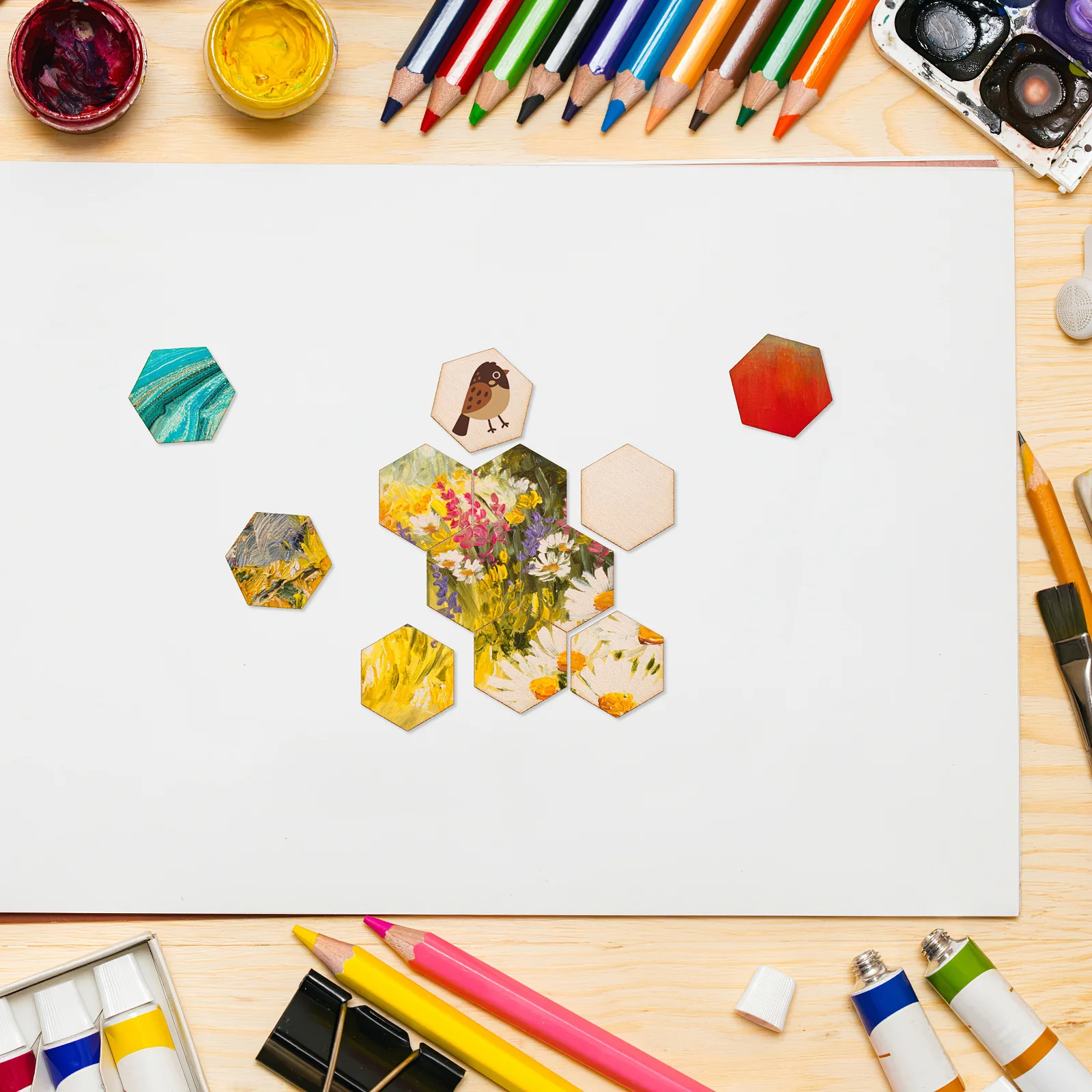 STOBOK 200PCS 12.5MM Unfinished Wooden Hexagon Pieces for Crafts Wood Burning Painting Wall Decor Ornaments
STOBOK 200PCS 12.5MM Unfinished Wooden Hexagon Pieces for Crafts Wood Burning Painting Wall Decor Ornaments